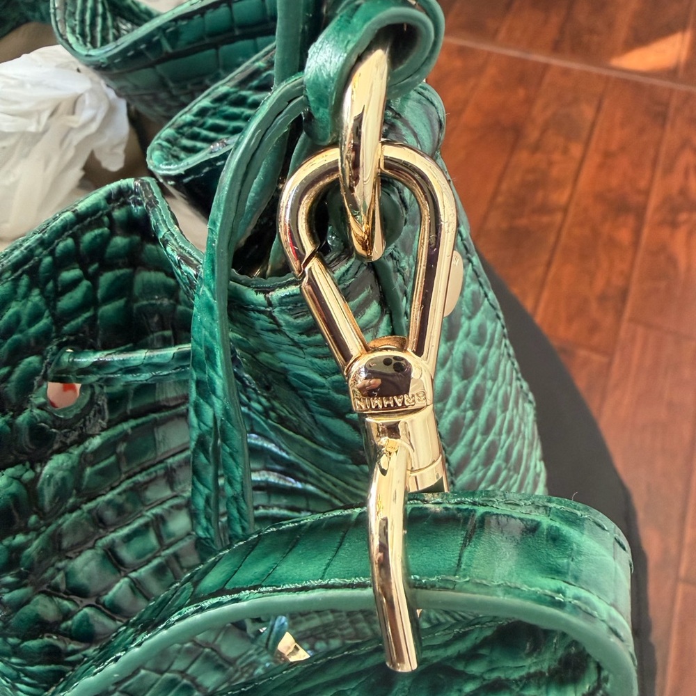 Brahmin Emerald Melbourne Crocodile-Embossed Shoulder Bag in Marlowe - Picture 12 of 14